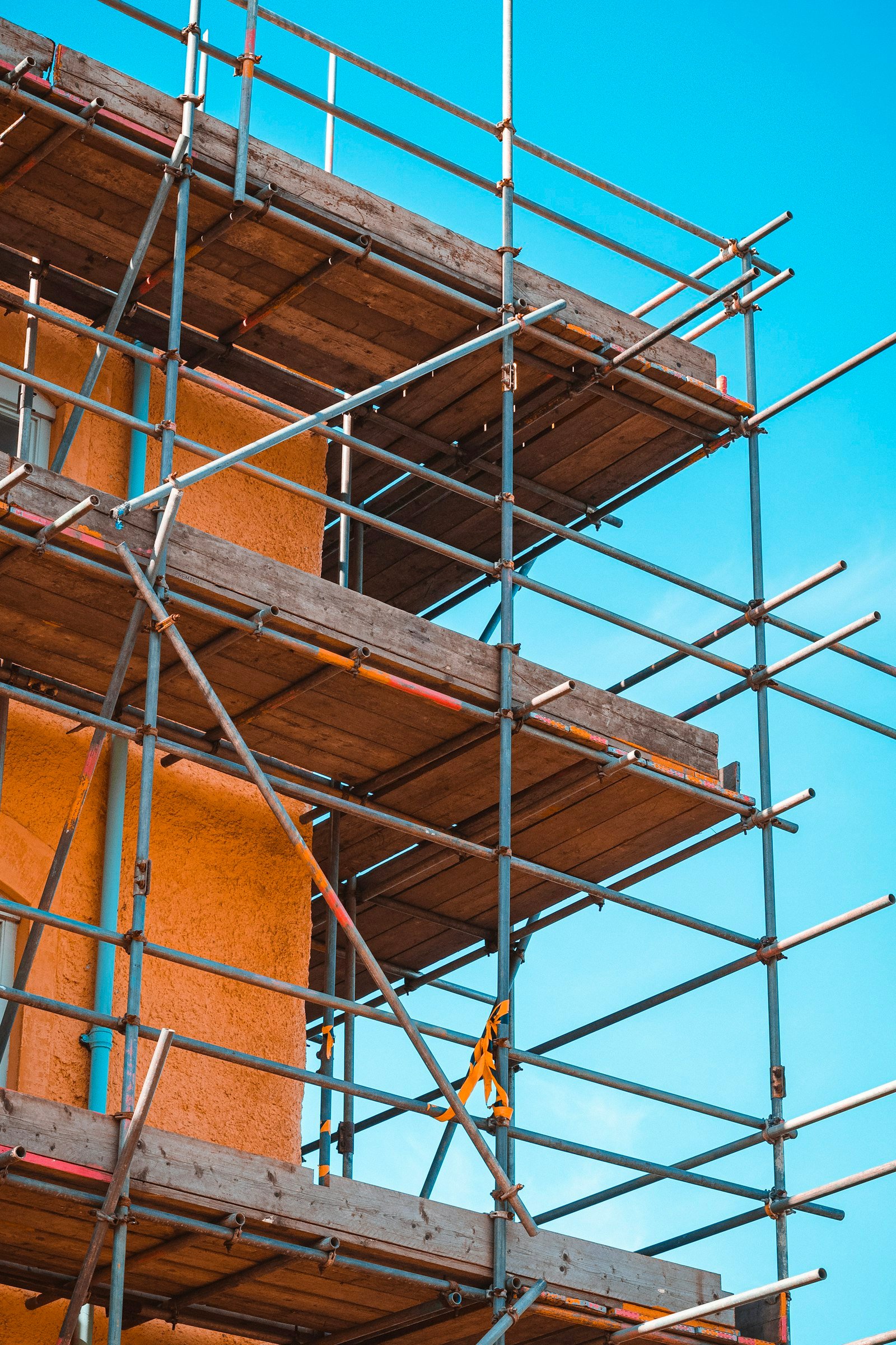 House under construction with scaffolding