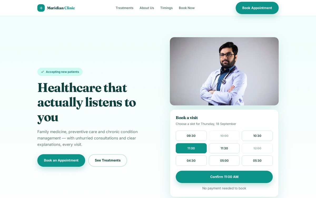 Meridian Clinic — website built by TheCodeHeist