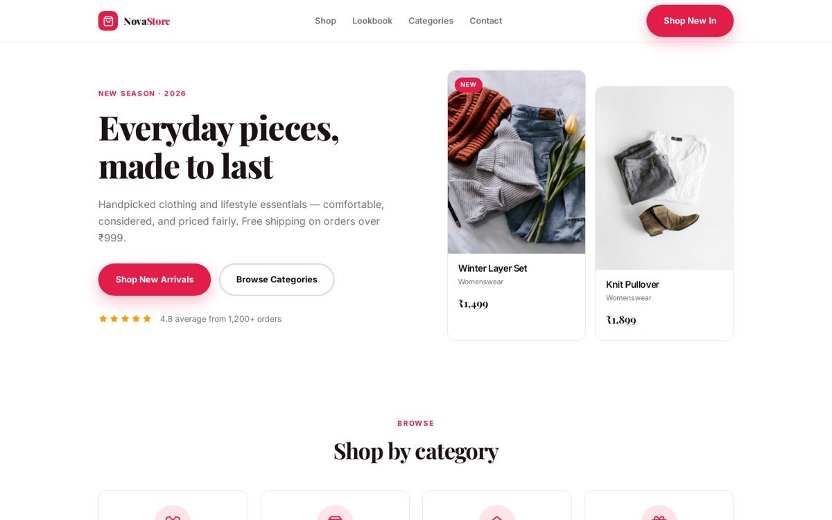 Nova Store — website built by TheCodeHeist
