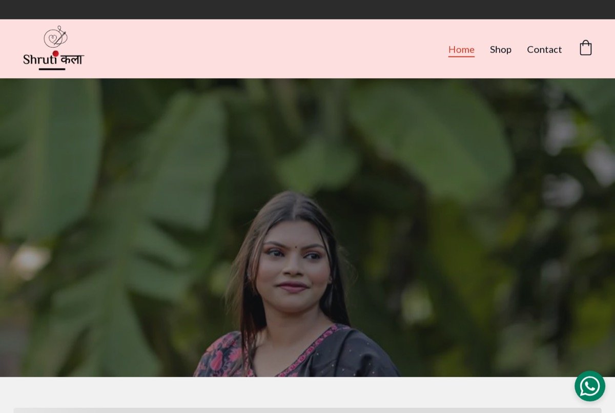 The ShrutiKala storefront homepage on desktop