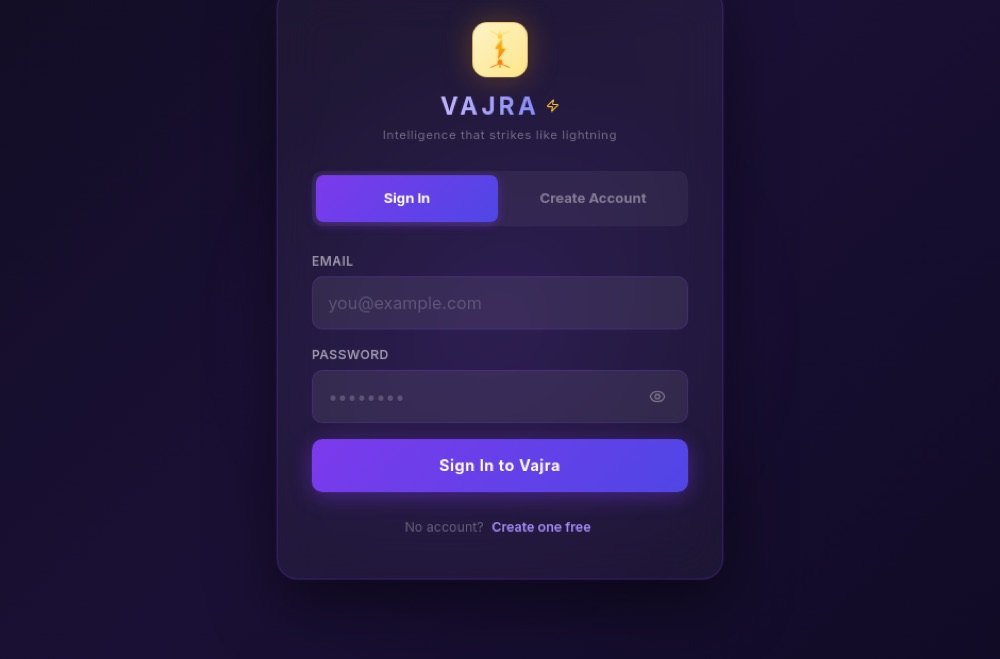 Vajra AI sign-in screen — our own AI assistant, live in early access